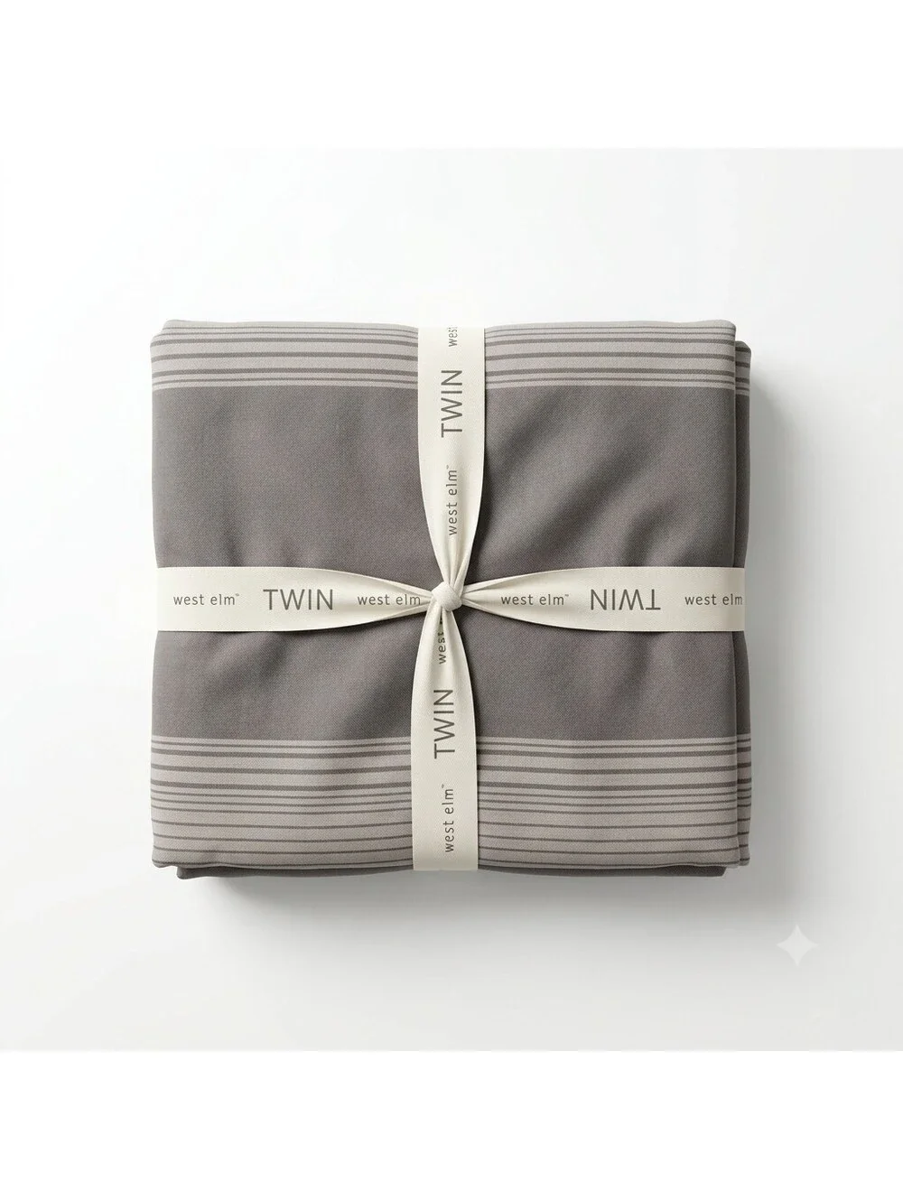 West Elm Coastal Stripe Twin Duvet Cover - Marine Gray